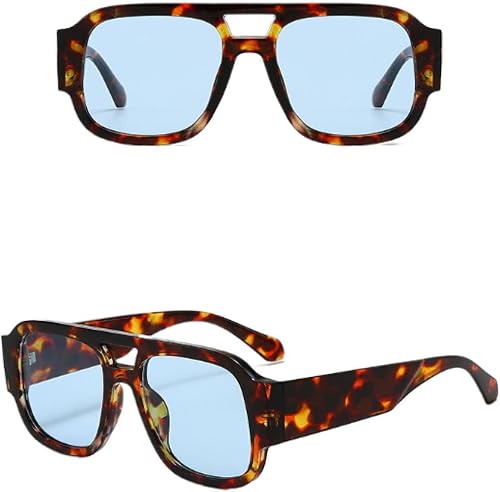 Sunglasses Uv400 Protection | Large Frame Double Bridges Wide Legs | Women Men f