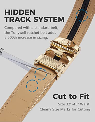 Ratchet Belts for Men, Leather Dress Casual Belt, 1 3/8" Adjustable with Comfort Click Buckle3