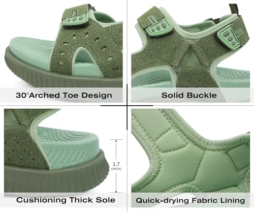 Image of KuaiLu Mens Hiking Sandals With Arch Support Sport Recovery Athletic Walking Sandals For Man Outdoor Summer Casual Thick Cushion Beach Water Fisherman Sandal Size 7-15