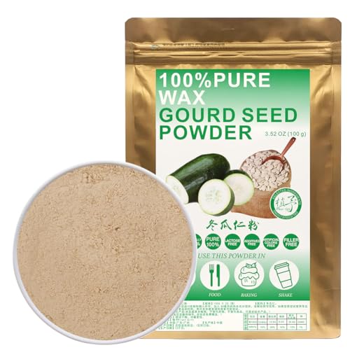 100% Pure Wax Gourd Seed Powder 100g/3.52oz Natural Wax Gourd Seed Farina | Polvere di melone invernale per frullati, frullati, cottura e bevande, tè | Free da conservanti
