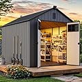 YITAHOME Outdoor Storage Shed 8x10 Ft, Plastic Storage Sheds with Floor, Lockable Doors, Windows, and Vents for Patio, Lawn, Backyard, Large Garden Storage for Bikes, Mowers, and Garden Tools, Black