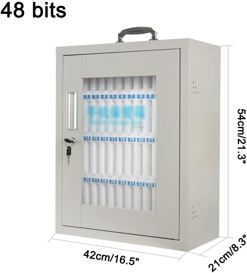 Cell Phone Locker Box for Classroom with Door Locks and Keys Clear Acrylic Jail Storage Cabinet，Lockable Mobile Phone Storage Locker Box with Handle, Steel Safe Deposit Cabinet for Office, C