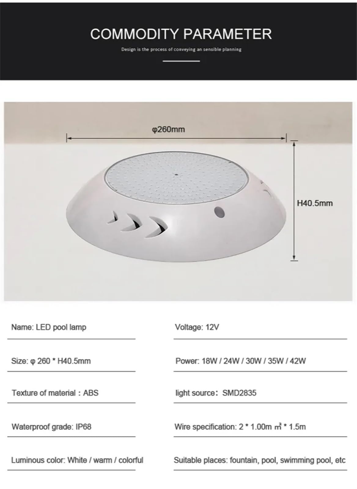 Kolorowe oświetlenie basenowe RGB, zewnętrzne podwodne światło krajobrazowe 18W, wypełnienie żywiczne, lampa basenowa z pełnym klejem, oświetlenie ogrodu i akwarium (zimna biel, 35W)