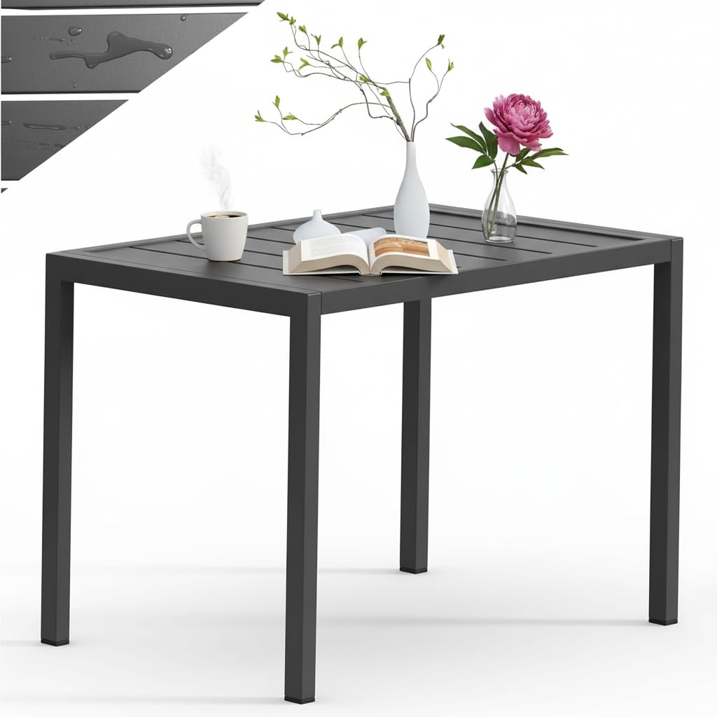 Melko Table d'appoint rectangulaire en aluminium 46 x 35 cm résistante à la chaleur et aux intempéries
