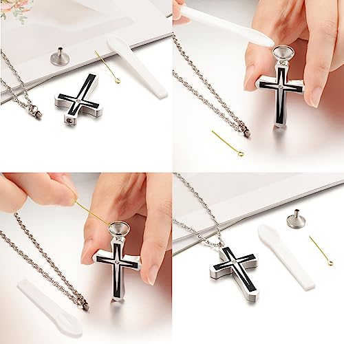 XIUDA Cross Urn Necklaces for Ashes Crystal Cremation Pendant Urns for Human Ashes Memorial Keepsake Cremation Jewelry for Men Women4