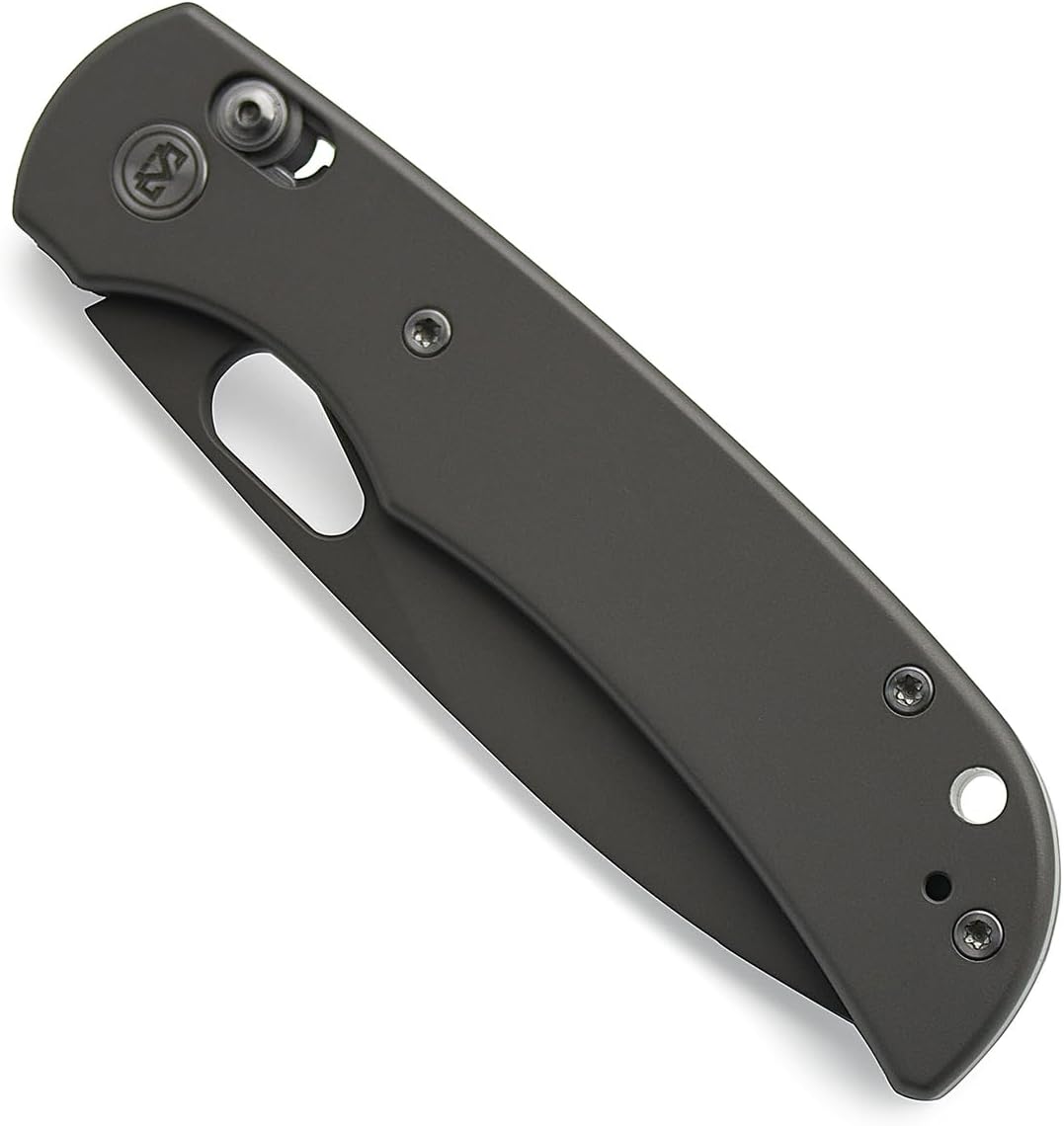 M Miguron Moyarl Folding Knife 3.25 Inches Dark Grey PVD 14c28n Blade Grey Titanium Handle With Pocket Clip Camping Hiking Pocket Knife MGR621ADG