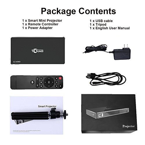 TOUMEI,Mini Portable Projector [2018 Upgarde] C800W Android 7.1 Video Projectors Max Throw 120" Display,Smart Mobile Projector Support Wi-Fi for iPhone,iPad and Laptop - Thumbnail 4