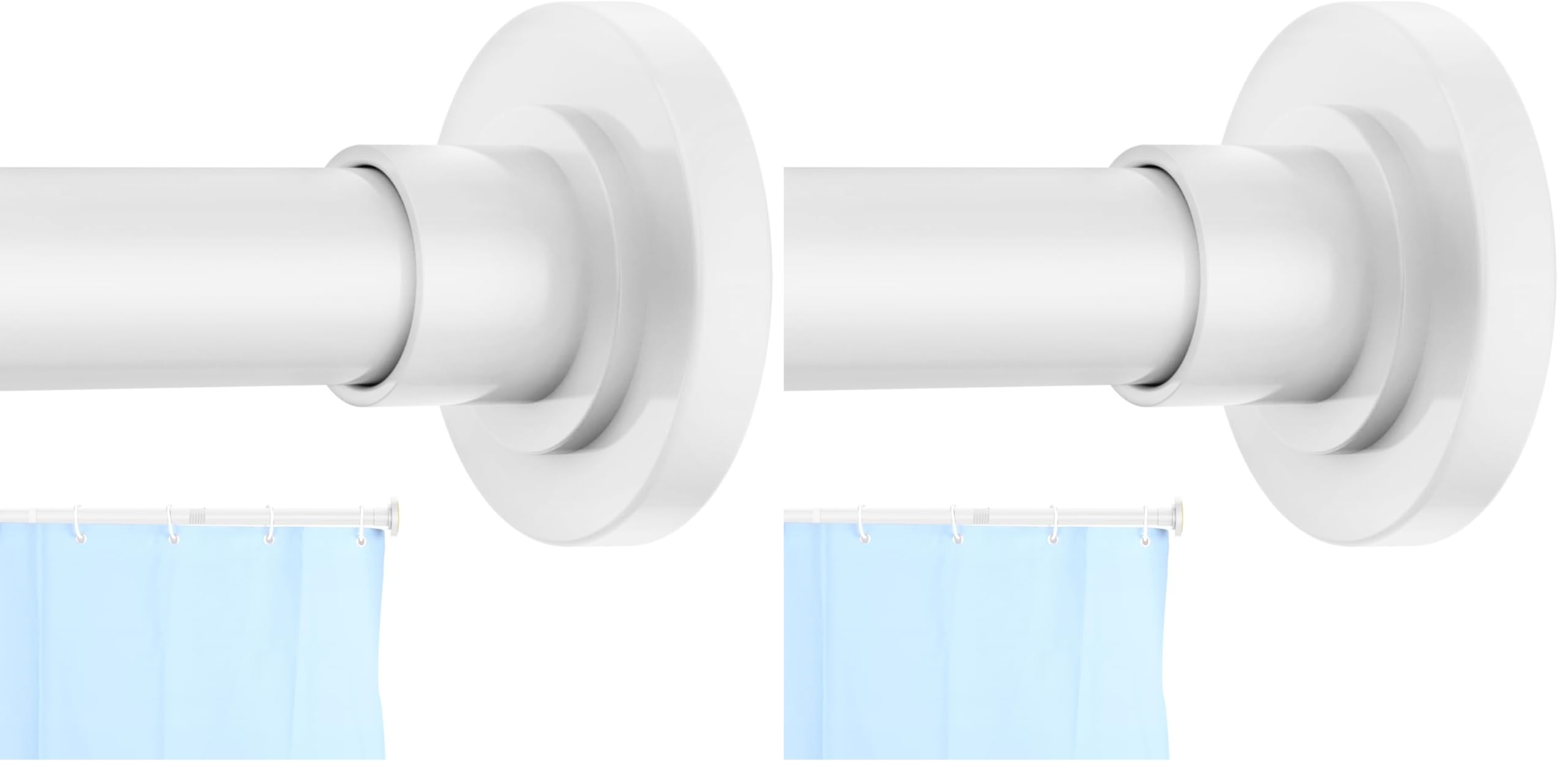 CorkLatta White Shower Curtain Rod 31 to 80 Inch,1 Inch Diameter Adjustable Spring Tension Stainless Steel Telescoping Rod,Easy Install,No Rust (Pack of 2)