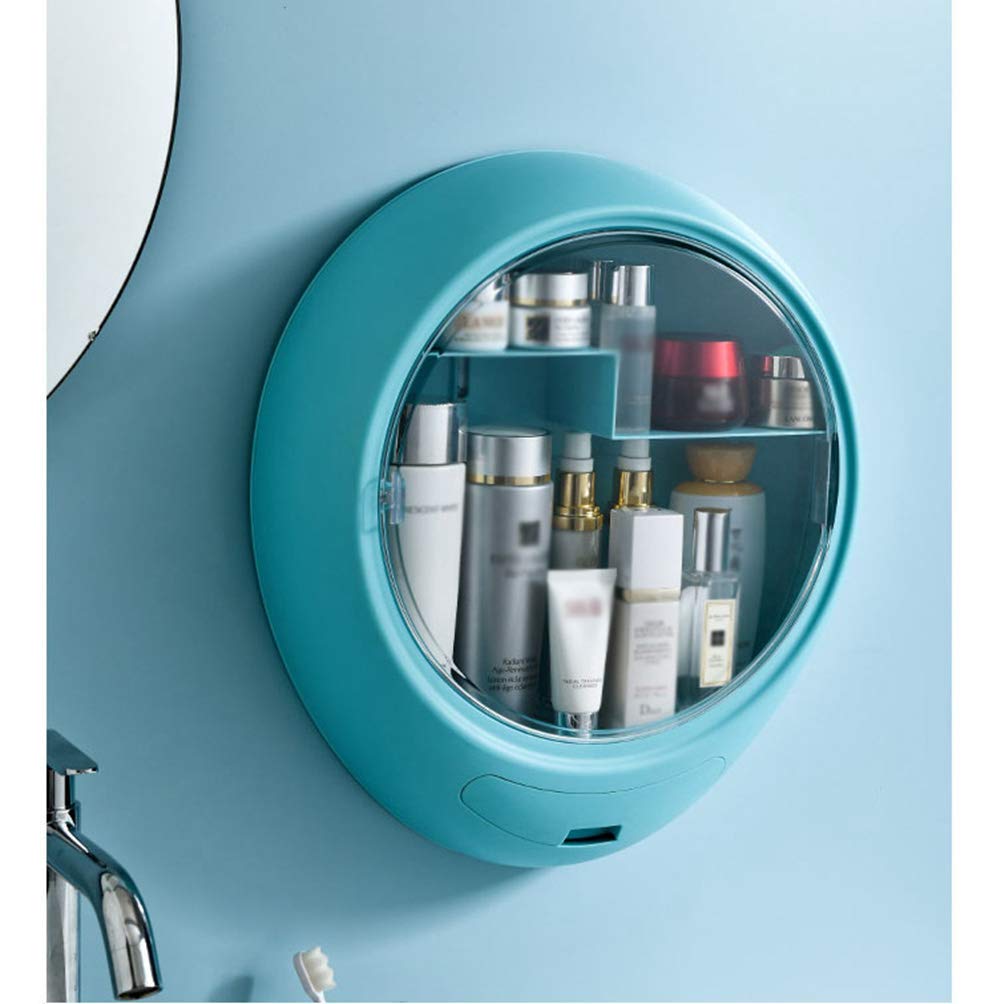 Organizador de Maquillaje Caja de Almacenamiento de cosméticos Redonda Impermeable montada en la Pared Caja de Almacenamiento de Escritorio de Gran Volumen multifunción para Joyas