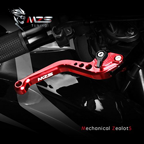 Image of MZS Red Motorcycle Brake Clutch Levers Adjustable Short CNC Set | for Z900 17-24, Z650 Z650RS EX650 17-26, Vulcan S 650 15-26, KLE 650 15-26, KLZ1000 15-19, Unbreakable Handle Lever Kit