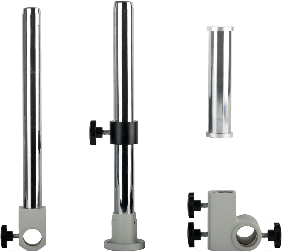 Single Arm Microscope White Black Bracket Horizontal Movement 235mm Column Diameter 32mm Height 380mm