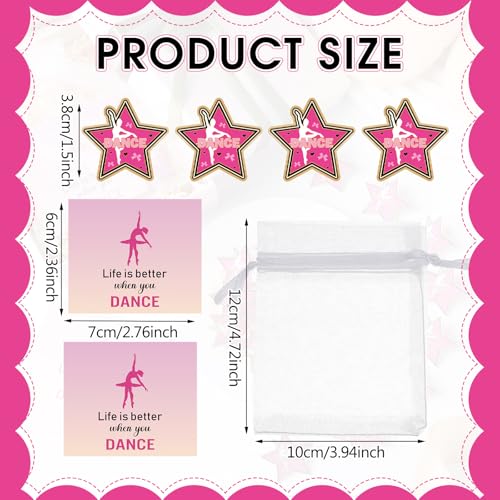 Image of Misdary 24 /48 Set Dance Gifts Ballet Brooch Pins Cards Bags for Dancer Ballerina Party Favors Women Team Award Recital Gifts