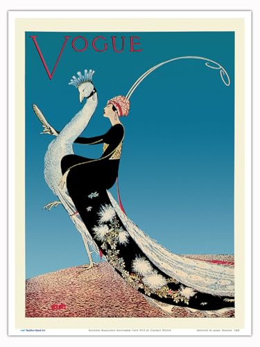 Woman Riding Peacock - Vintage Fashion Cover Art by George Wolfe Plank - Master Art Print (Unframed) 9in x 12in