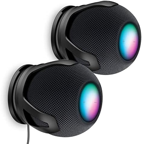 for HomePod Mini Wall Mount - Holder Mount Compatible with Homepod Mini, No Muffled Sound, with Cord Management, Space Saving Accessories for Home Pod Mini (2Pack Black)