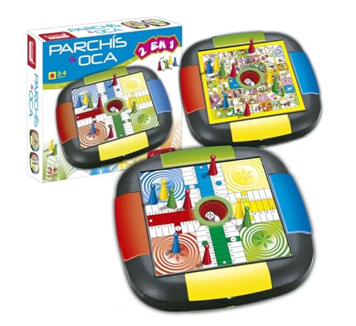 Genérico Parchis y Oca Automático/Juego de Mesa 2 4 Jugadores/Juego Tradicional para Niños y Adultos/Reversible 2 en 1 Ambas Caras