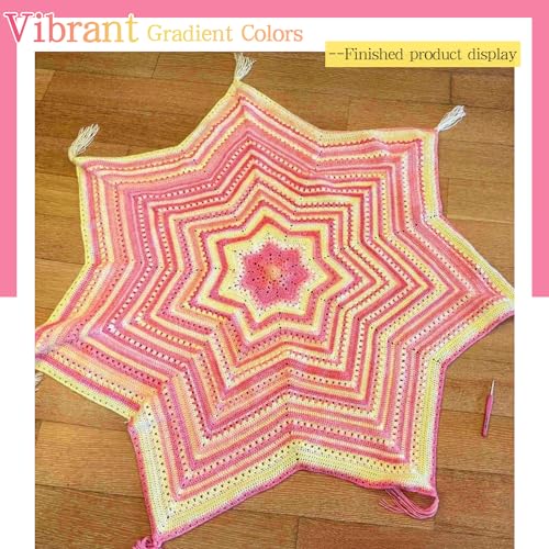 Image of Katech Ombre Yarn for Crocheting-Gradient Cake Yarn-4x100g 60% Cotton 30% Acrylic 11% Wool-Multicolor Soft Rainbow Cotton Crochet Yarn for Scarves, Shawls, Blankets and Garments(Q)