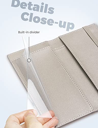 Image of Yarnic Checkbook Cover for Personal Checkbook, Checkbook Holder with Pen Holder & Built-in Clear Plastic Divider for Duplicate Checks (Sand)