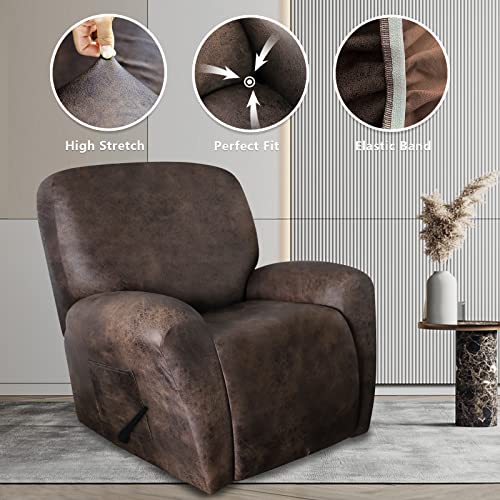 Anarachon Recliner Chair Covers Leather Like, 4 Pieces Lazy Boy Recliner Cover For Recliner Chair, Soft Sofa Slipcover Furniture Protector Washable Sofa Cover For Pets Kids (Multi Brown) #TOP4