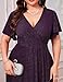 ZOMVA Plus Size 1X-4X Sparkly Glitter Formal Maxi A Line Dress Sparkle Wrap Ruffle Sleeve Prom Dresses Cocktail Evening Gown, Purple, 2X