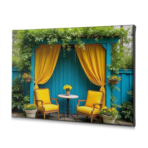 Toile chaises jaunes 20x30 cm pour illuminer un mur sombre facilement