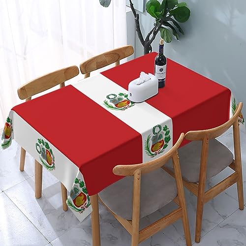 AFHYZY Peru Flag 1 Table Cloth Rectangle Table Waterproof Tablecloth Picnic Table Cover 54x 72 Inch Washable Camping Tablecloth Polyester for Parties Birthday Wedding Holiday