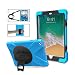iPad 9.7 2017 2018 Case,TSQ iPad 6th 5th Generation Case Cover For Kids, Corner Protection Defender Shockproof Silicon Rubber Car Case With 360 Degree Rotation Stand,Hand Strap &Shoulder Strap SkyBlue