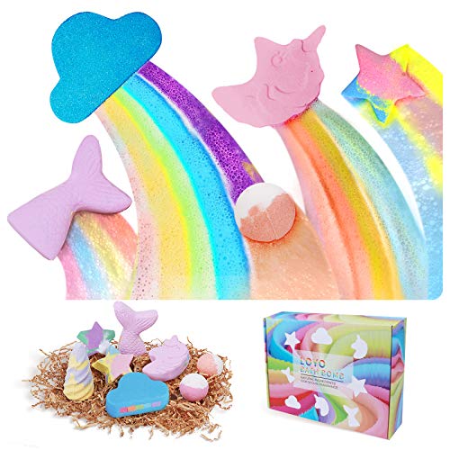 LOYO Bath Bomb Gift Set - Bath Fizzies SPA Kit 8 pcs Rainbow Cloud Unicorn Bath Bombs Gift for Her,Girls, Women, Kids on Birthday, Mothers Day, Christmas, Anniversary, Valentine