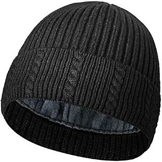 NEKAN Winter Beanie Hat Mens Womens Warm Knitted Hat Stretchable Hats Thermal Hat Men Beanie Winter Fleece Lined Thicken Thermal Windproof Hat Running Cycling Ski Hat