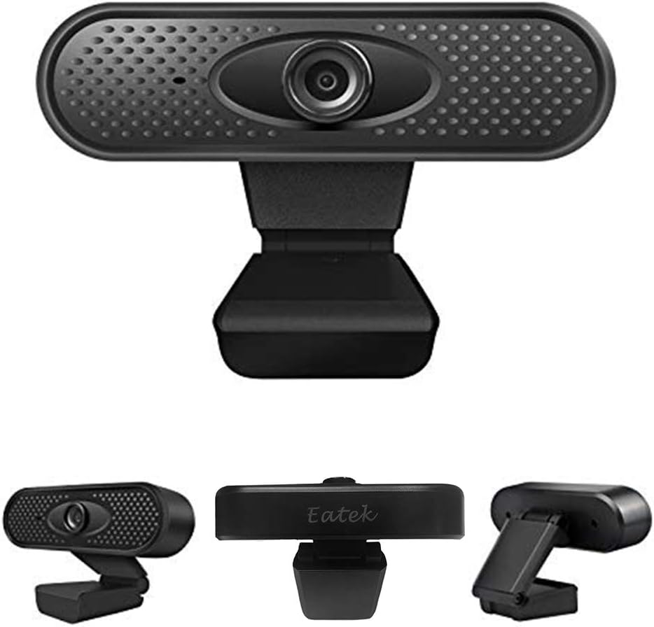 Eatek Web Camera With Built-In Microphone For PC Mac Laptop,1080P High-Definition Webcam, 360-Degree Rotatable Lens For Facebook/Skype/MSN Video Chat Conference Office