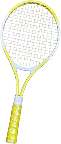 Raqueta de tenis con agarre cómodo y cuerdas de nailon para práctica de playa, color amarillo