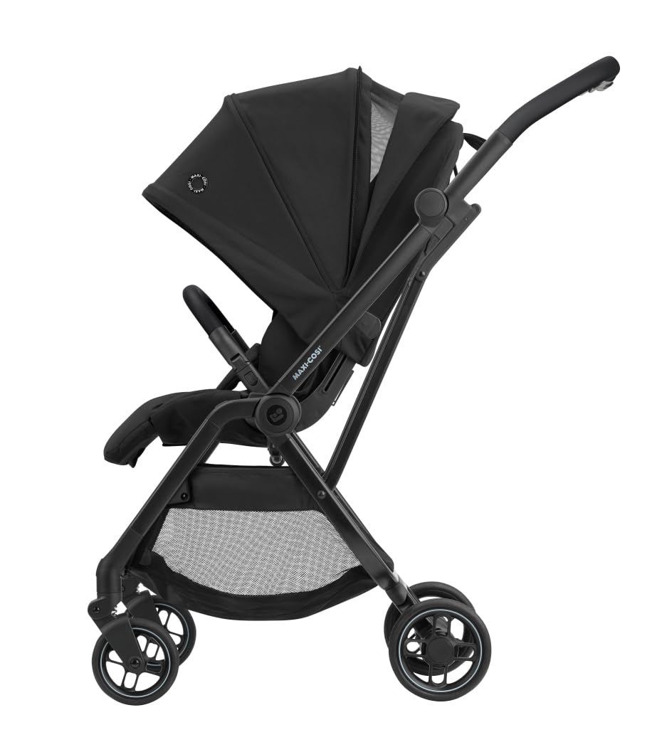 Maxi-Cosi Leona Cochecito ultracompacto, Asiento reversible, Respaldo regulable, desde el nacimiento hasta los 4 años, Essential Black