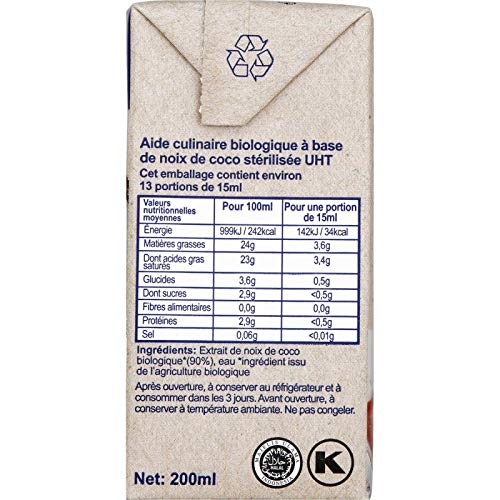 KARA - Creme De Coco Bio (Brique) 200Ml - Lot De 4