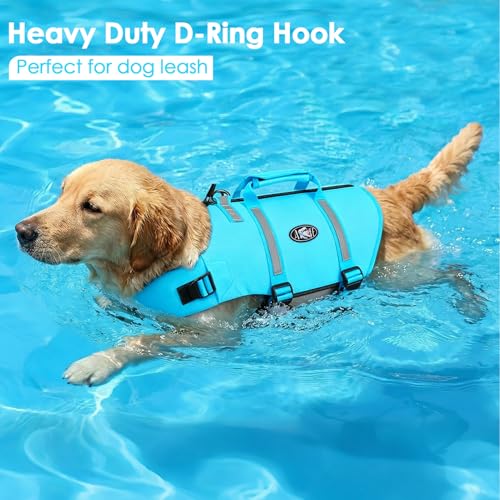 AOFITEE Dog Life Jacket, High Flotation Dog Life Vest for Swimming, Reflective Medium Dog Swimming Vest, Adjustable Dogs Swimsuit Lifesaver with Zipper and Rescue Handle for Small Medium Large Dogs by AOFITEE - Used condition - Image 7