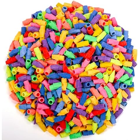 Nicunom 600 Pack Pencil Eraser Caps, 10 Colors Pencil Top Erasers Bulk, Kids Eraser Cap Pencil Eraser Toppers, School Supplies for Teachers Sudents Classroom Home and Office Cover