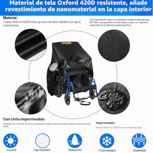 Funda de silla de ruedas con ventilación de aire y mango reflectante de seguridad 4