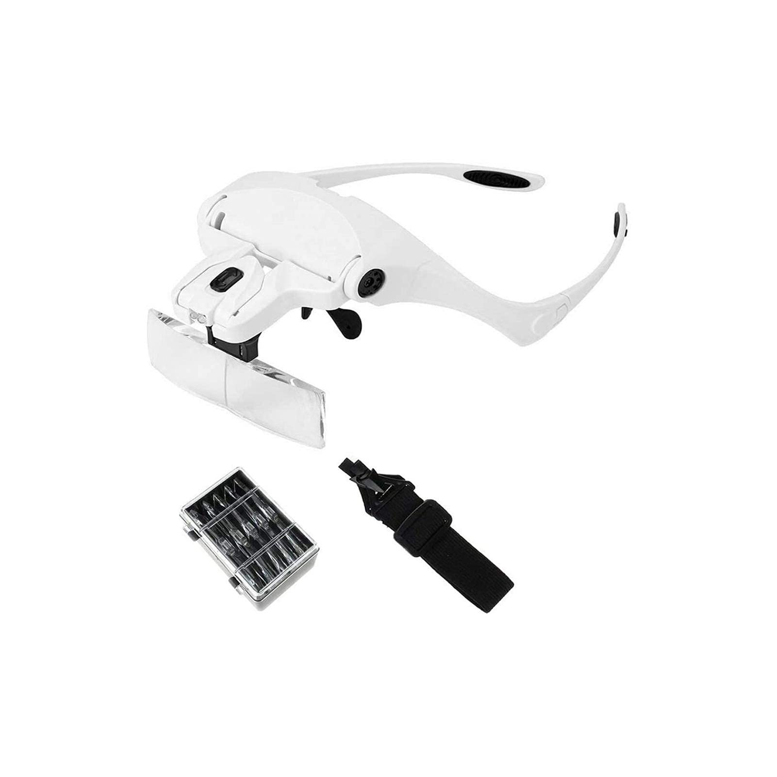 asdchZen Headband Magnifier,Head Mountlighted Magnifying Glasses,Led Headband Magnifier With 2 Led Head Mounted Magnifying Glasses 1X To 3.5X Zoom With 5 Detachable Lenses For Reading,