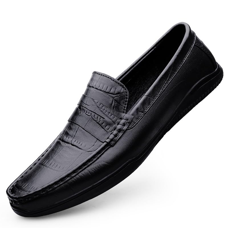 Mens Loafers Shoe Square Toe PU Leather Penny Loafers Flexible Comfortable Lightweight Fashion Classic Slip On