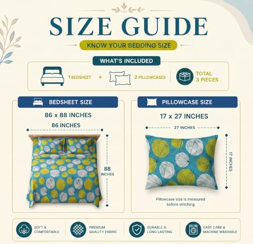 Image of HOMEKART Glace Cotton 160 TC Football Printed Double Bedsheet with 2 King Size Pillow Covers | Soft & Durable | 86 x 88Inches (Yellow & Green)