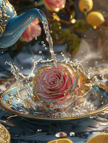 Peinture par numero enfant et adulte R0-603 | Toile acrylique géante motif tasse rose