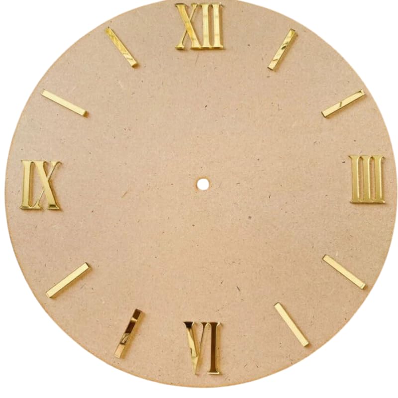 Krishta Mirrored Clock Roman Numbers with Dashes for Resin Clock- Acrylic Laser Cut- 12 Pcs Set of Hour Marks for Clocks (1.5 Inch) (Mirror Gold)