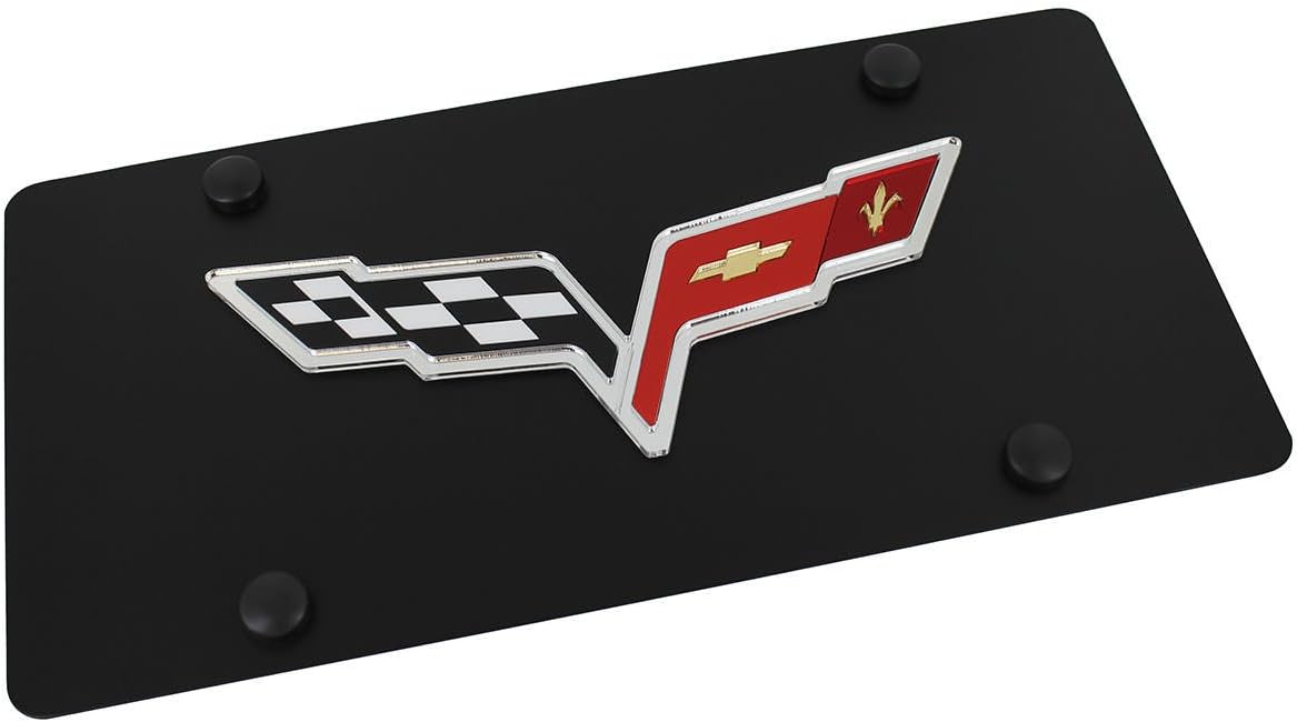 Chevrolet Eurosport Daytona – Compatible con placa de matrícula Corvette C6 Flags 2005-2013, en acero negro