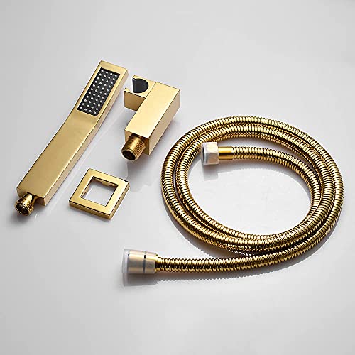 Whshower Brass Hand Held Shower Head With Shower Hose And Holder Bracket Replacement Wall Mount Handheld Showerheads Set Polished Gold #TOP5
