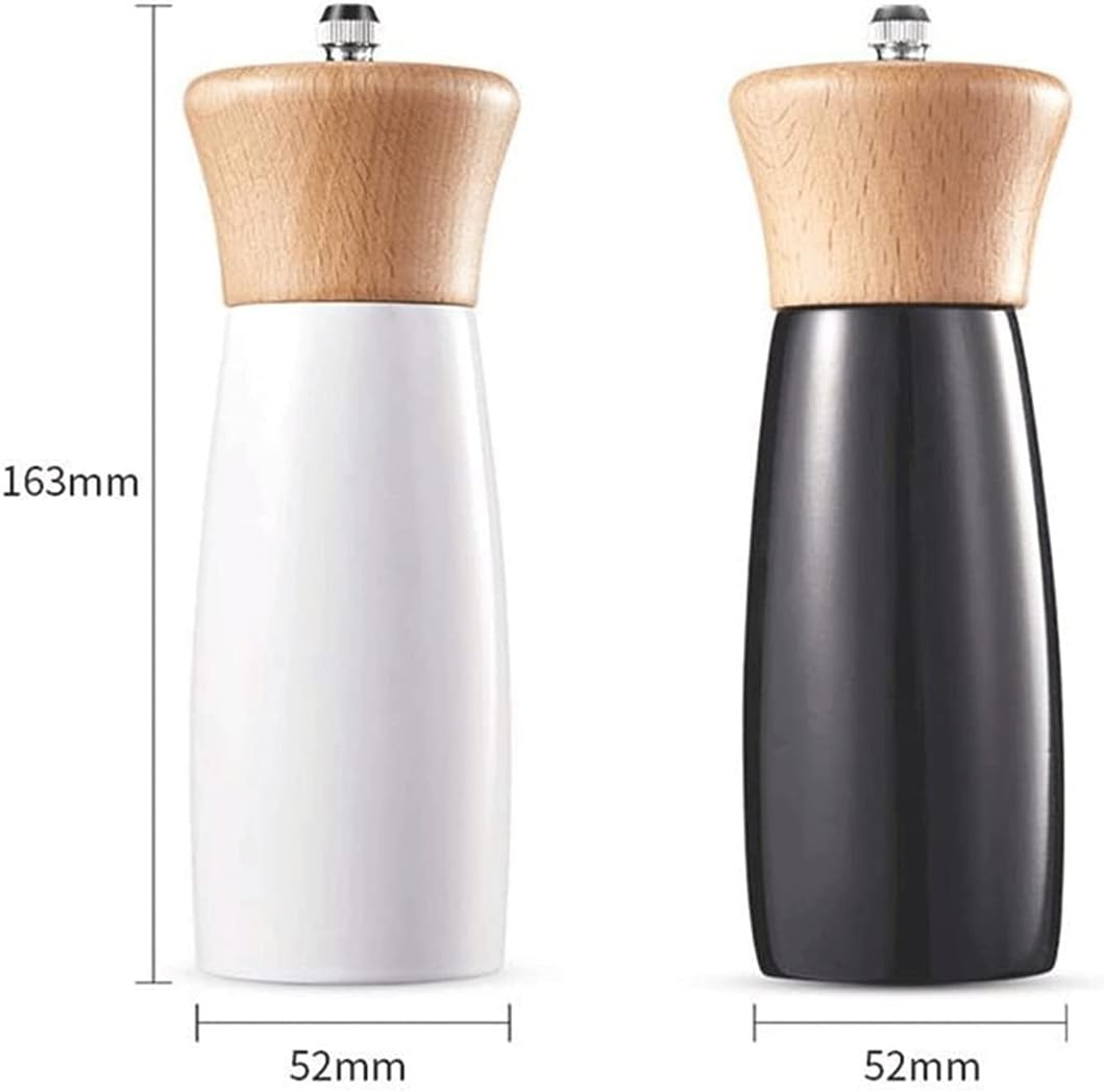 Salt and Pepper Grinder Set,Wooden Pepper Grinders with Adjustable Ceramic Coarseness,Manual Salt and Spice Mills,Refillable Salt and Pepper Shaker,Set of 2
