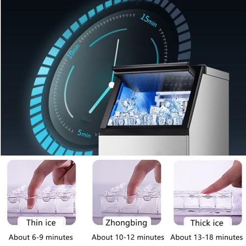 Máquina comercial de hielo, capacidad 80kg/24H acero inoxidable miniatura 6