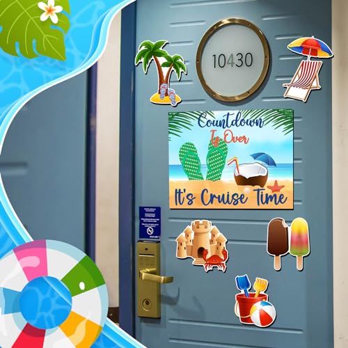 Image of Kanayu 6 Pcs Summer Cruise Door Decorations Magnetic Large Ship Decorations Magnets Anchor Cruise Decor Car Fridge Magnet Decal for Carnival Stateroom Door