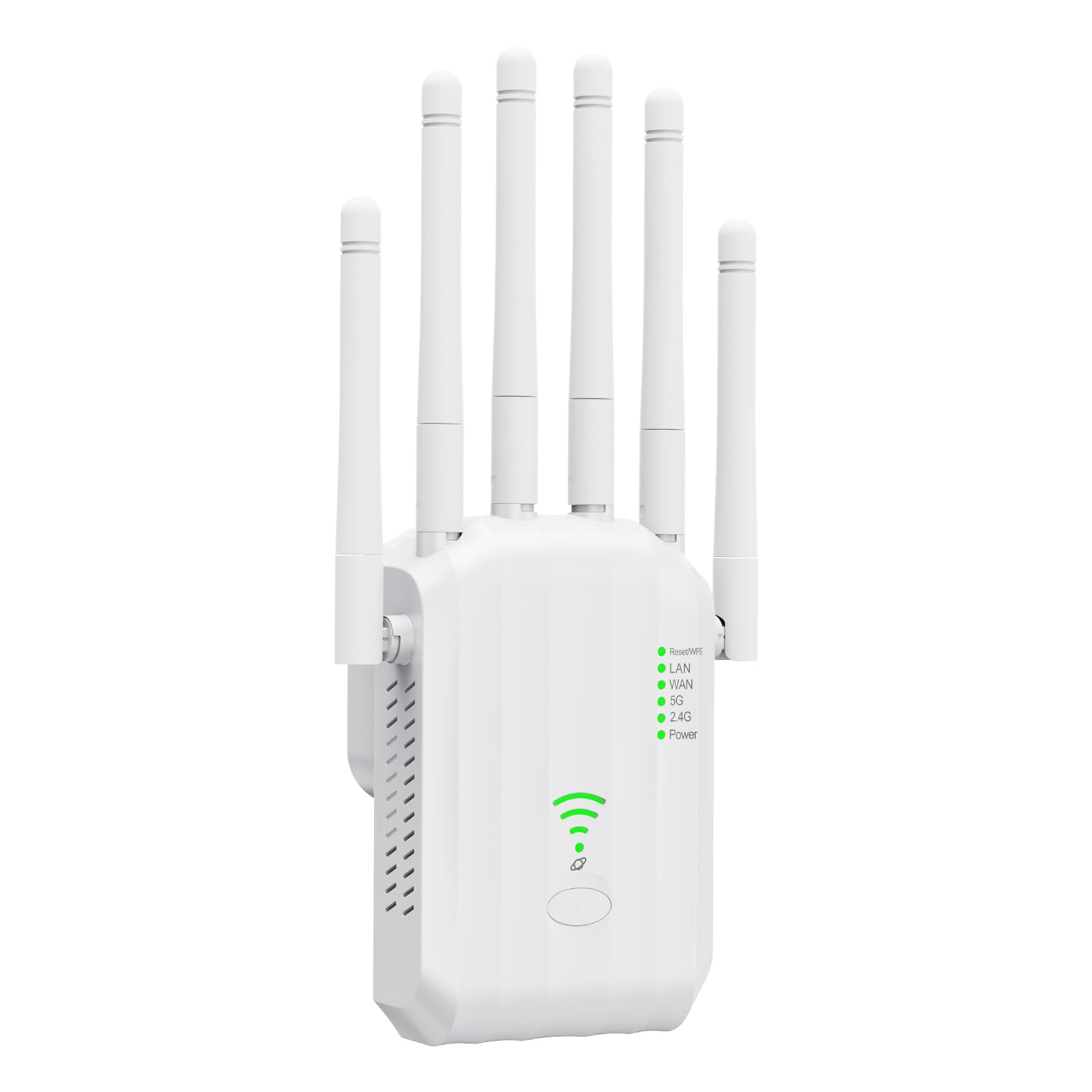 WiFi 6 Extender, AX1900 Dual Band WiFi Booster with 6 High-Gain Antennas, Covers Up to 12000 Sq.Ft for 105+ Devices. Features Gigabit Ethernet Port & Easy Setup for Seamless Whole Home Mesh WiFi