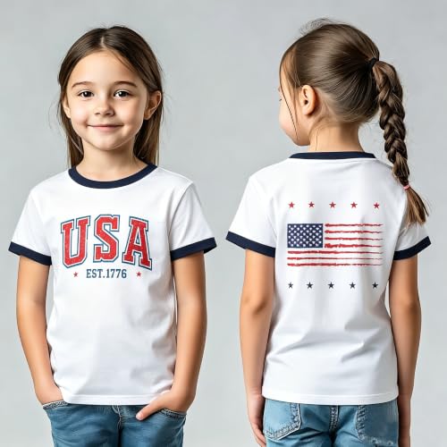 Image of Kids 250th Anniversary USA Shirts Boys Girls USA Shirt 4th of July Outfits Cute Patriotic Top