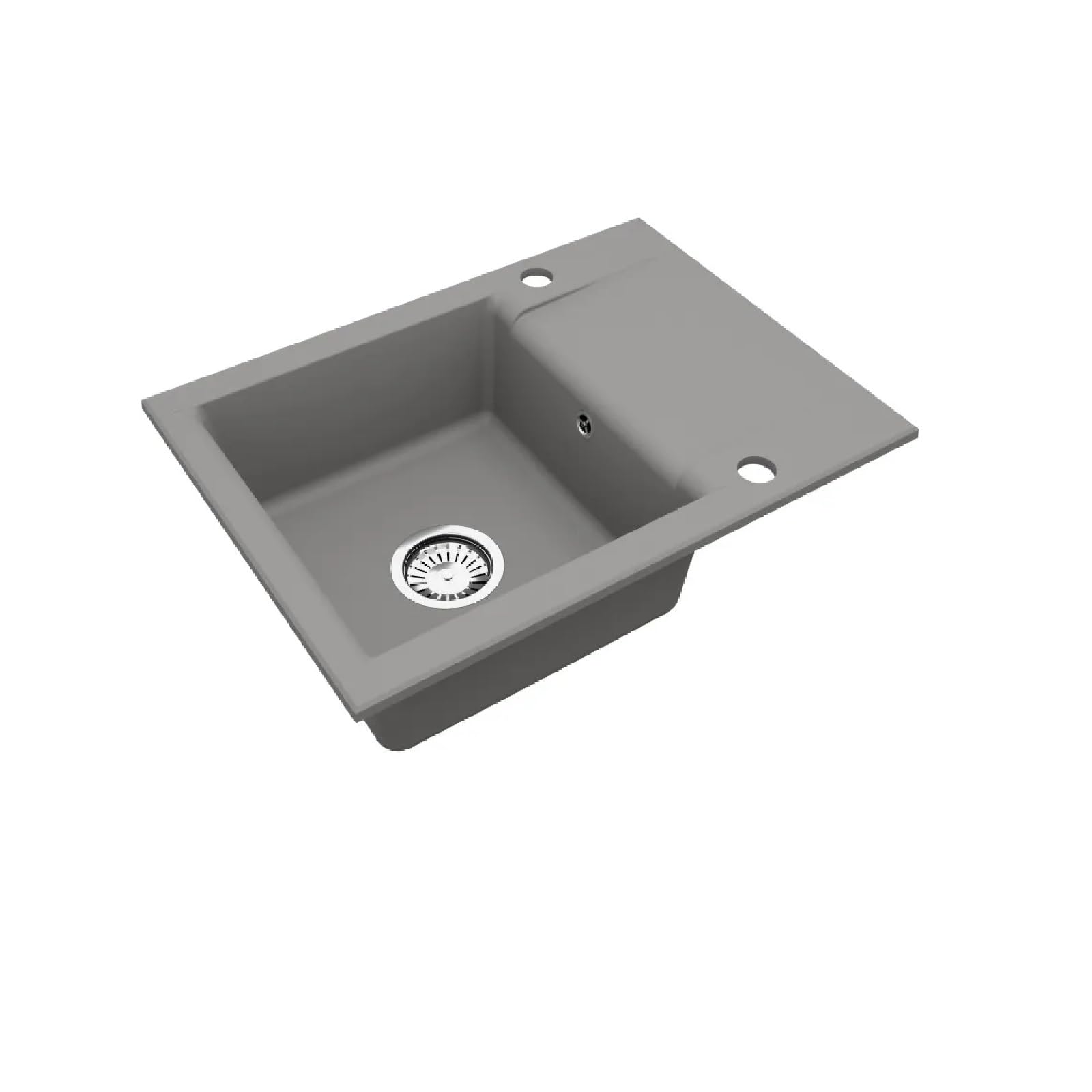 QLS Lavello granito 59x44 cm grigio con scolapiatti e sifone