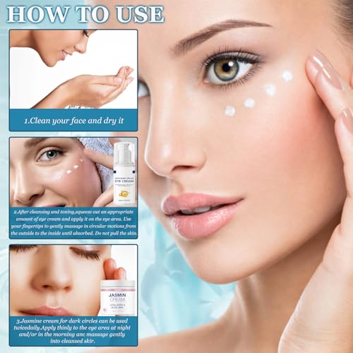 2 Stück Jasminsalbe Plus + Jasmin Salbe Augen, Jasminsalbe Augenringe Schlupflider, Aktiv-Jasminsalbe, Jasmin Creme Augenringe Gegen TräNensäcke, Augen- und Gesichtspflege für Damen und Herren