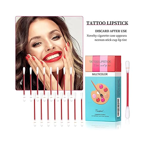Blitzby-20-Pcs-Tattoo-Lipstick-Cigarette-Cotton-Swab-Lip-Stain-Portable-Non-Stick-Liquid-Lipstick-Long-Lasting-and-Waterproof-Lip-Tint-Multicolor Blitzby 20 Pcs Tattoo Lipstick Cigarette Cotton Swab Lip Stain, Portable Non-Stick Liquid Lipstick, Long-Lasting, and Waterproof Lip Tint. (Red)